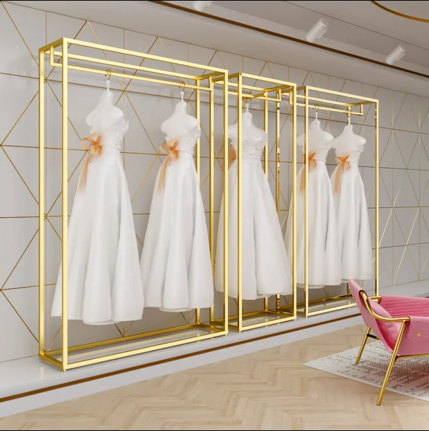 Vestuvinė suknelė stovas, aukštos klasės display rack, grindų montuojamas aukso skirta studio suknelė stovo, geležies Drabužių parduotuvė kailis rūbams Nuotrauka 0