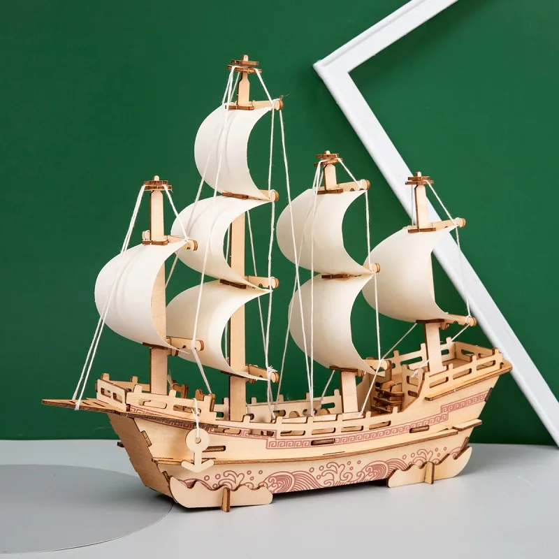 3D trimatės Dėlionės Rankų darbo Mediniais Surinkimo Laivo Modelis Burlaivis Modelio Gamybos Dėlionė 