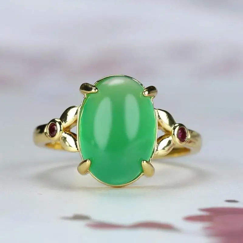 Natūralaus Green Jade Žiedas Reguliuojamas Moterų Gydymo Akmuo Fine Jewelry Originali Mianmaro Žadeitas Birmos Vienas Žiedai Anillos Mujer Nuotrauka 0