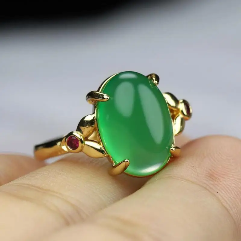 Natūralaus Green Jade Žiedas Reguliuojamas Moterų Gydymo Akmuo Fine Jewelry Originali Mianmaro Žadeitas Birmos Vienas Žiedai Anillos Mujer Nuotrauka 1