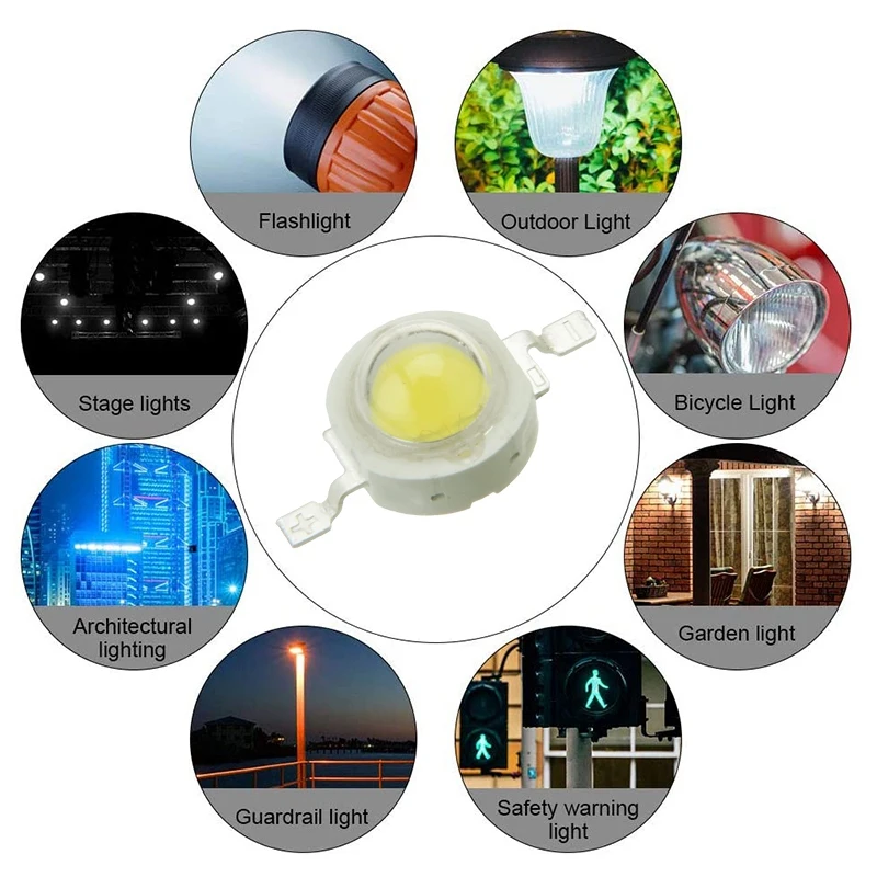 100vnt LED Karoliukai, Natūralus Baltas LED Šviesos 1W Didelės Galios Lempos Chip 4000 K šviesos diodu (LED) Nuotrauka 2
